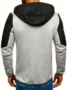 Winter Men's Hooded <b>Fleece</b> French Terry Bomber Jacket Zippers Solid Color Lantern Sleeve 280gsm Windproof Breathable - Product Image 2
