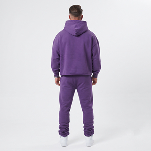 Conjunto Deportivo Personalizado OEM, Sudadera con Capucha Oversize y Pantalones Deportivos de Felpa de 400 GSM con Bordado Desgastado, para Hombre - Product Image 2