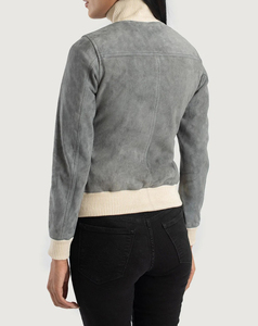 Blouson Bomber en Daim Gris pour Femme 2026, Col Montant, Manches Longues, Fermeture Boutonnée, Collection Automne, Prix Bas, Vente en Gros - Product Image 3