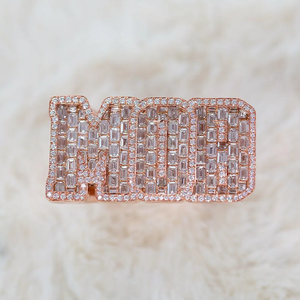 Luxury Rose Gold Moissanite <b>Initial</b> Letter Engagement <b>Ring</b> Radiant Cut Statement Hip Hop Designer Jewelry 925 Silver Premium - Product Image 5