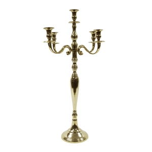 Luxury <b>Tall</b> 80 cm Gold Plated 5-Branch Metal Candelabra Stand - Classic Vintage Decorative <b>Table</b> Centerpiece for Weddings. - Product Image 4