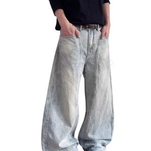 Vaqueros holgados personalizados de estilo urbano para hombre, pantalones de algodón oscuro desgastado, pantalones de moda para hombre - Product Image 6