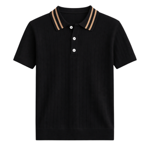 Polo de Punto Melia para Hombre, Manga Corta, Algodón Premium Texturizado, Corte Ajustado, Estilo Casual Elegante, Ropa de Verano Transpirable, Venta al Por Mayor - Product Image 1