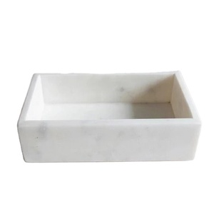 Bandeja rectangular de mármol blanco, muy vendida, bandeja decorativa para almacenamiento, bandeja organizadora multiusos, decoración moderna para el hogar, natural de primera calidad - Product Image 1