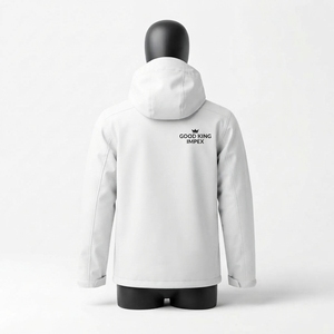 Men's Wholesale Lightweight Waterproof <b>Hooded</b> Rain Jacket Outdoor Solid Color <b>Raincoat</b> Hiking Jacket - Product Image 2