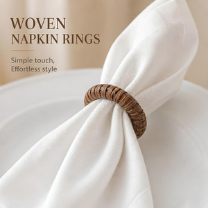 Natural Color Napkin Rings Creative Handcrafted Rattan Napkin Elegant For Anniversary <b>Party</b> <b>Table</b> Decoration Item - Product Image 2