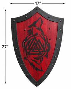 Decoración de Pared Vikinga con Diseño de Lobo, Valknut Nórdico Medieval de Metal, 24 Pulgadas, Hecho a Mano, Accesorio de Cosplay con Grabado - Product Image 2