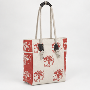 Natural Off-White 310 GSM Cotton Canvas Floral Tote <b>Bag</b> 30x38x10 cm Chain Rope Handle Custom Logo Wholesale OEM Bulk SNCH169 <b>Bag</b> - Product Image 4