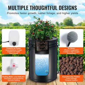 Sistema Idroponico DWC (Deep Water Culture) a Goccia Superiore con 1 Secchio da 5 Galloni per Uso Domestico e Irrigazione Acquaponica - Product Image 3
