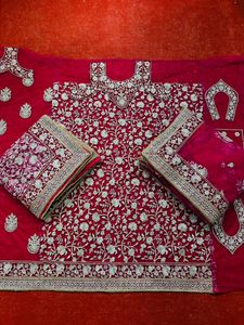 Luxueux Khada Dupatta pleine longueur pour adultes Velours exquis avec pierre Jarkan complète et travail lourd complexe - Product Image 6