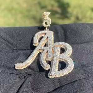 Iced Out Custom Name Latter Pendant Hip Hop Pendant 925 <b>Silver</b> Custom Mossanite Pendant <b>Necklace</b> Rapper Bling <b>Initial</b> Pendant - Product Image 5