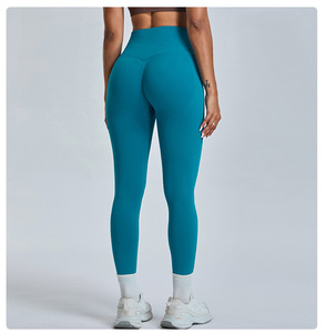High Waist Seamless <b>Knitted</b> <b>Leggings</b> Women Solid Green Sporty Full Length Push Up Breathable Stretch Yoga Pants - Product Image 4