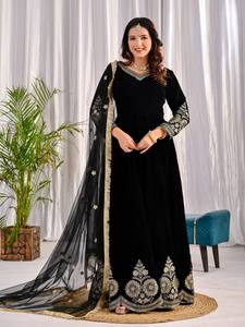 Ensemble Anarkali trois pièces pour femmes, élégant, brodé, imprimé numérique, design moderne, séchage rapide, toutes saisons, fête, mariage - Product Image 2