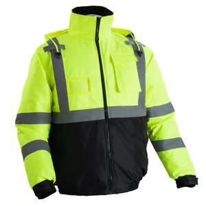 Ensemble veste et pantalon de travail haute visibilité avec bandes réfléchissantes jaunes et noires, uniforme de sécurité pour usage extérieur - Product Image 4