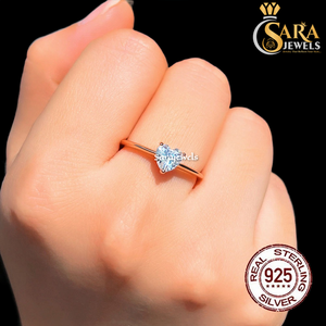 Hot Sale Women's Rose Gold Plated Heart Diamond Engagement <b>Ring</b> Classic Prong Setting 10K Gold Jewelry From <b>Indian</b> Supplier - Product Image 2