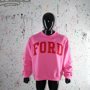 Pink Crew Neck Sweatshirt FORD Letter Print Regular Fit Unisex Casual Autumn Knitted 100% Cotton <b>Pullover</b> CLUSH SPORTS - Product Image 6