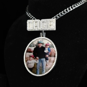 Pendentif Moissanite Iced Out avec breloques photo, en argent 925, style Hip Hop, pendentif personnalisé avec nom et lettre, pendentif cercle souvenir - Product Image 4