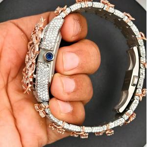 นาฬิกาหรูหราประดับเพชรโมอิสซาไนต์ พร้อมเครื่องทดสอบเพชร ตัวเรือนสแตนเลสสตีล ขอบหน้าปัดแบบแร็ปเปอร์ ประดับเพชร VVS - Product Image 4