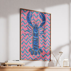 Decoración festiva para pared, póster colorido con ilustración de marisco langosta, arte retro para pared de cocina - Product Image 3