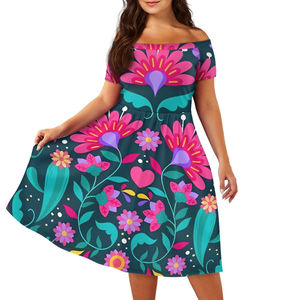 ชุดเดรสผู้หญิงพิมพ์ลายดอกไม้พื้นเมืองเม็กซิกันแบบเปิดไหล่ ขายส่งจากโรงงาน ชุดเดรสลายดอกไม้เม็กซิกัน - Product Image 3