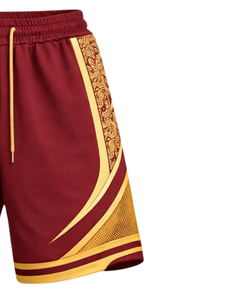 Shorts de basketball pour hommes rouge et jaune, respirants, séchage rapide, pour entraînement sportif, gym, course à pied, athlétisme, taille élastique, fabricant OEM - Product Image 2