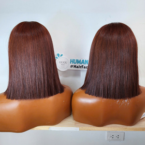 Wholesale Small Cap Short Bob Cuticle Aligned <b>Human</b> Hair 2x6 5x5 Lace Front & Closure HD Transparent Lace <b>Wigs</b> for Black Women - Product Image 2