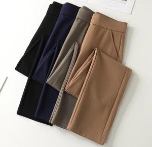 High Waist Solid Color Full Length Knitted <b>Leggings</b> Pockets Stretchy Spandex Women's Yoga Pants <b>Summer</b> Sweat-Wicking Thin - Product Image 6