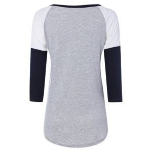 เสื้อยืดแขนยาวสไตล์ลำลองสีพื้นปักกระดุมขนาดพลัสไซส์สำหรับสุภาพสตรีโลโก้ตามสั่ง - Product Image 4