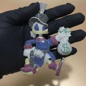 Colgante Personalizable de Dibujos Animados para Hombre, Totalmente Cubierto de Piedras, Personaje de Dibujos Animados, Estilo Hip Hop, Lujo, Moissanita, Bañado en Rodio, Colgante de Plata 925 para Rapper - Product Image 1