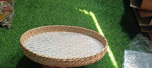 Juego de bandejas de bastón de ratán de lujo con patrón de nácar con incrustaciones a mano, Bandejas para servir para decoración del hogar y cestas de regalo para festivales - Product Image 5