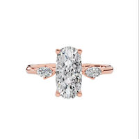 Anillo de Compromiso para Mujer con Diamante Cultivado en Laboratorio de Corte Ovalado Alargado, Plata 925, Incoloro VVS 11x5.5mm, Certificado IGI, Lujo MAHANT GEMS
