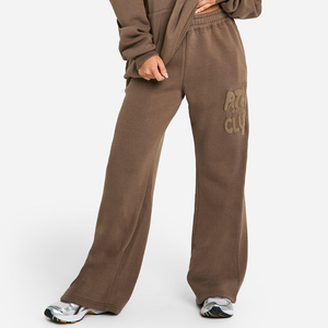 Pantalones Deportivos para Mujer con Estampado Puff, Estilo Casual, de Poliéster y Algodón, Pierna Ancha, con Estampado Puff y Ajuste Cómodo para Uso Diario - Product Image 1