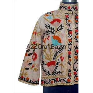 Chaqueta Bomber para Mujer con Diseño Suzani Hecho a Mano, Bordado a Máquina con Patrón Floral, Tejido de Algodón, Secado Rápido y Transpirable - Product Image 2