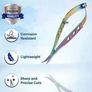 Professional Spring <b>Scissor</b> Multi Titanium Color Embroidery <b>Sewing</b> Quilting Snip <b>Scissors</b> 5.5 Inch Curved Sharp Stainless Steel - Product Image 3