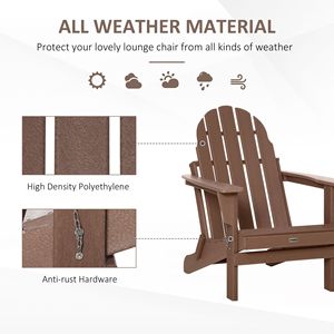 Sedia Adirondack Pieghevole per Tutte le Stagioni in HDPE Marrone per Patio e Spiaggia - Product Image 6