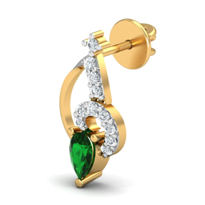 Luxury 18K Gold Plated Drop <b>Earrings</b> With Green Pear Cut Stone <b>And</b> <b>Diamond</b> Accents For Women Party Jewelry - Product Image 2