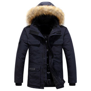 Chaqueta Parka Acolchada con Capucha para Hombre, Estilo Casual, con Ribete de Piel, Cuello Alto, Relleno Grueso de Poliéster, Resistente al Viento, para Invierno - Product Image 1