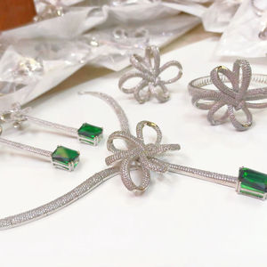 Elegant Classic Imitation Crystal Rhinestone Tibetan Silver <b>Statement</b> Jewelry Set Heavy <b>Necklace</b> Earrings Ring Wedding Party - Product Image 1