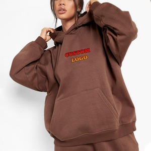 Vente en gros de sweats à capuche oversize en coton, 100% coton, impression personnalisée, hauts respirants à manches longues pour femmes - Product Image 1