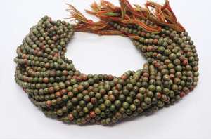 Cuentas de Jaspe Unakita Natural de Forma Redonda, Hilo de 13 Pulgadas, Cuentas Redondas Lisas de Unakita Verde para Fabricación de Joyas al por Mayor - Product Image 4