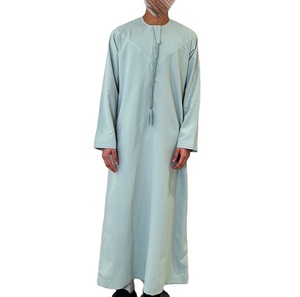 Emirati thobe การออกแบบที่ดีที่สุดสำหรับผู้ชายระบายอากาศได้ขายส่งอัตราการพิมพ์ที่กำหนดเองสีอ่อนมุสลิม Eid สวดมนต์ thobe เสื้อผ้ากลางแจ้ง - Product Image 1