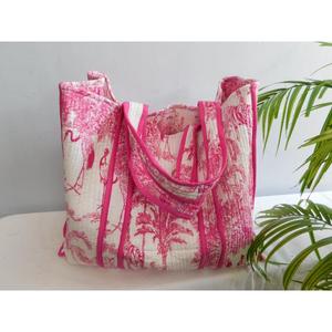 SR Exports Handmade Cotton Block Printed Tote <b>Bag</b> Zipper Closure Reusable Beach Shopping <b>Bag</b> <b>Boho</b> Indian Fashion Shoulder - Product Image 5