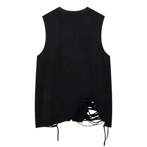 เสื้อกล้ามคอกลมคุณภาพสูง ระบายอากาศได้ดี แห้งเร็ว สไตล์สตรีทแวร์ ดีไซน์ขาดๆ แบบขายส่ง เสื้อยืดลำลองผู้ชาย ผ้าโพลีเอสเตอร์ยืดหยุ่น ทอแบบริบ - Product Image 6