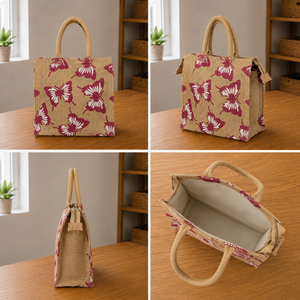 Bolsa de Compras de Yute a la Moda |   Bolsa de Transporte Reutilizable Multiusos con Cierre de Cremallera y Asas Resistentes, Ecológica para Uso Diario - Product Image 3