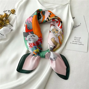 Pañuelo cuadrado con diseño de gato de dibujos animados, multifunción, imitación de seda, para la cabeza, diadema, cinta para el pelo, pañuelos para la cabeza, pañuelo para el cuello para mujer - Product Image 5