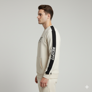 Fleece Crewneck Men's Winter Sweatshirt 100% Cotton Long Sleeve Thermal Breathable Customizable High Quality Custom Made - Product Image 3