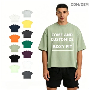 T-shirt Boxy Personnalisé en Coton Lourd Uni 100% avec Épaules Tombantes, T-shirts Oversize pour Hommes, T-shirt Oversize Vierge de Grammage Élevé - Product Image 1