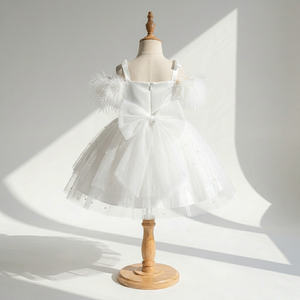 Vestido de Princesa con Tutú de Plumas Blancas, Vestido Largo de Fiesta de Cumpleaños para Niña, con Lentejuelas, para Actuaciones, Venta al Por Mayor, Nuevo - Product Image 2