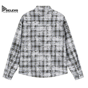 เสื้อเชิ้ตผ้าแฟลนเนลสีเทาดำแบบยูนิเซ็กซ์ แขนยาว สไตล์ลำลอง ติดกระดุม ลายตาราง แฟชั่นทันสมัย คุณภาพสูง รับทำโลโก้ตามสั่ง ขายส่ง - Product Image 2