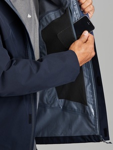 Veste matelassée imperméable à capuche pour homme, couleur marine, fermeture éclair sur le devant, vêtement d'hiver décontracté, couleur unie, coupe classique - Product Image 6